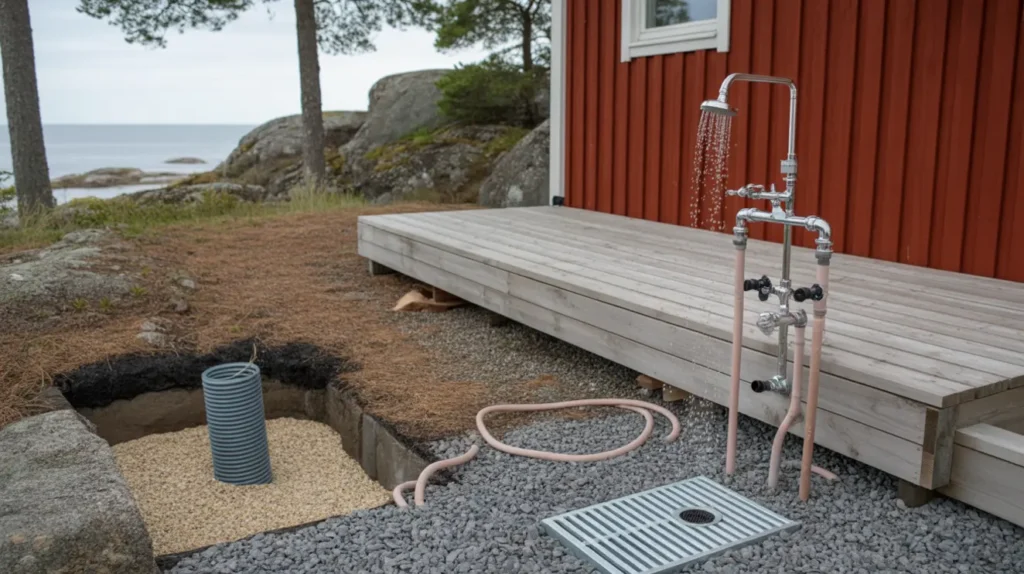 juniguide bygg utedusch r tt vattenanslutning avlopp och smart vvs f r villa och sommarstuga